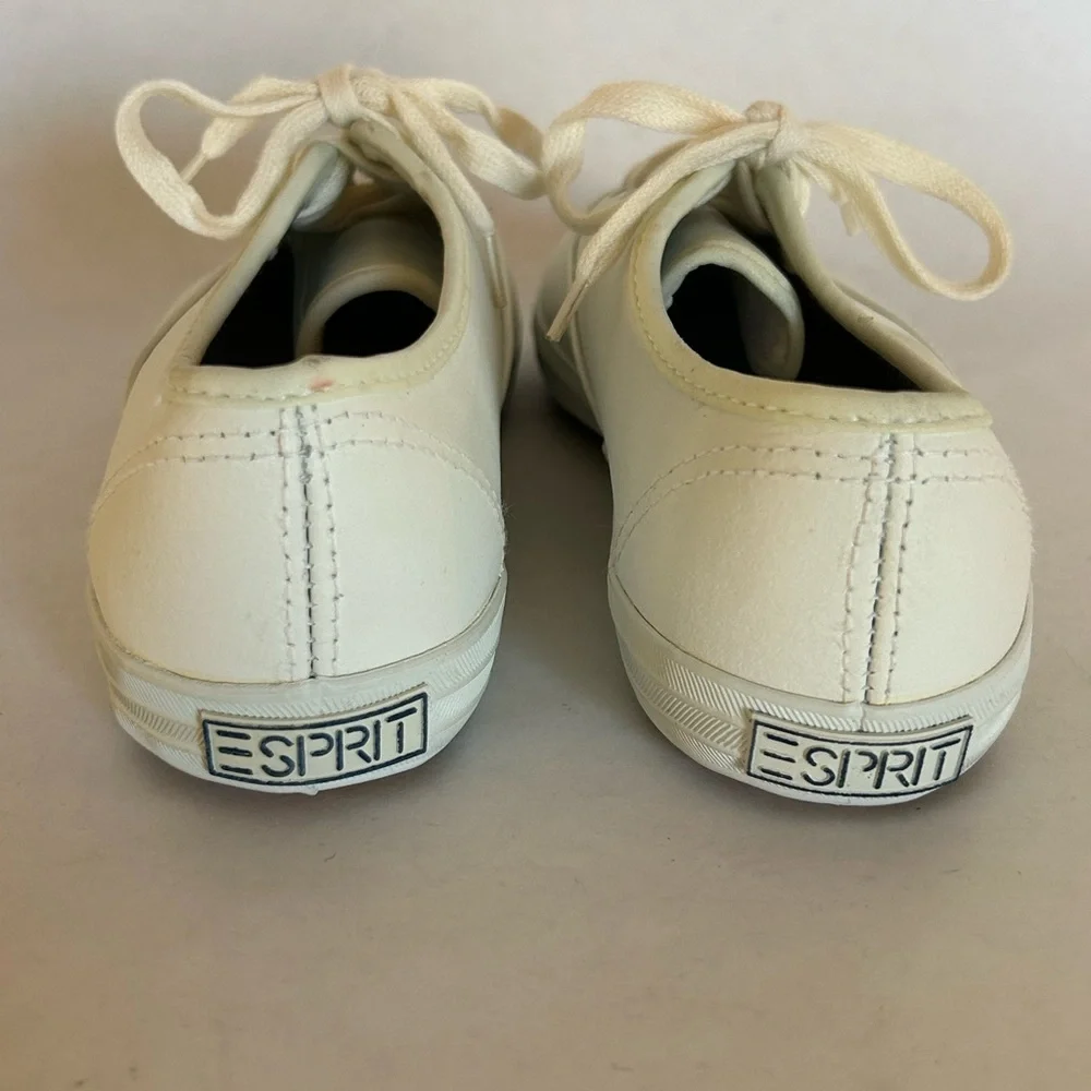 Esprit Leather White‎ Lace Up “Emily” Size 6 Tennis Sneakers NWOT Vintage